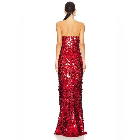 NWOT BRONX AND BANCO FARAH RED STRAPLESS GOWN - Picture 6 of 15
